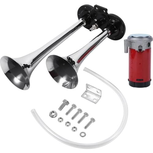 Oversea Super Loud Dual Trumpet Air Horn Compressor Kit For Van Train Car Truck Boat 150db Dual Tone Trumpet Ultra Loud Kit 12V