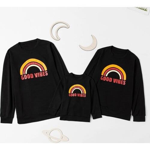 Rainbow Bridge Print Family Sweatshirt Autumn O-neck Long Sleeve Pullover Family Matching Outfits Dad Son Mommy Pullovers