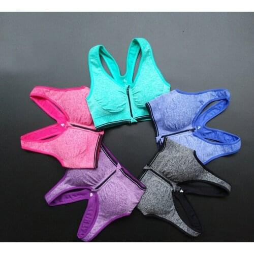 TFSCLOIN Hot Women Zipper Push Up Sports Bras Vest Underwear Shockproof Breathable Gym Fitness Athletic Running Yoga Sport Bra