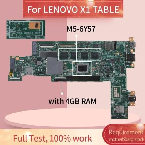 Laptop motherboard For LENOVO X1 TABLE M5-6Y57 Notebook Mainboard 15218-2 SR2EG with 4GB RAM