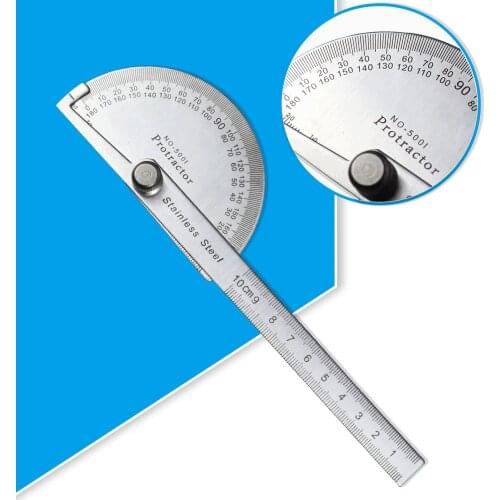 180 Degree Protractor Metal Angle Finder Goniometer Angle Ruler Stainless Steel Woodworking Tools Rotary Measuring Ruler