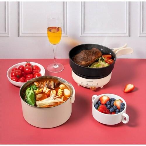 220V Multifunction Electric Hot Pot With Folding Handle Mini Portable Travel Induction Cookers Split Type Cooking Pot 1.2L
