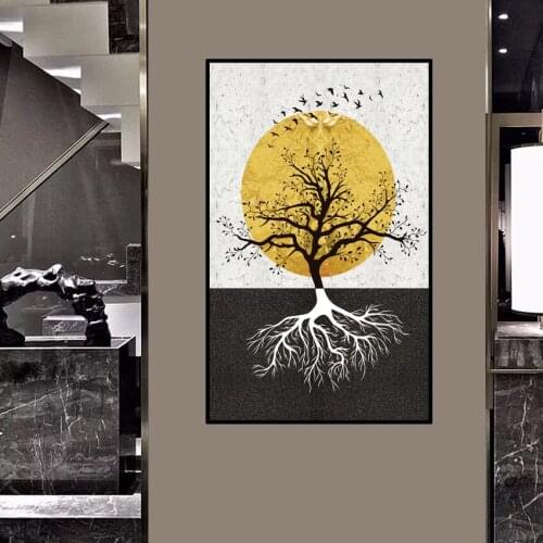 Fashion Black Tree in White Canvas or PVC Painting Plant Poster Print Wall Art For Living Room Abstract Cuadros Decoracion Salon
