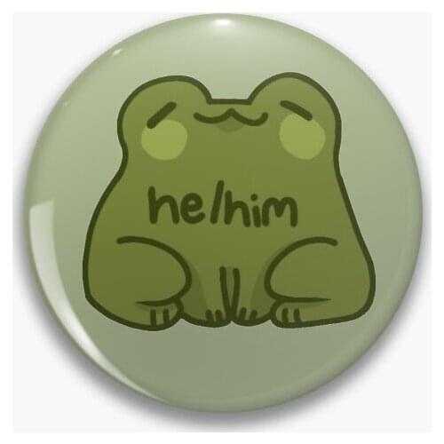 He Him Frog Pronouns Soft Button Pin Metal Clothes Jewelry Badge Funny Women Hat Lapel Pin Cartoon Gift Decor Cute Collar Lover