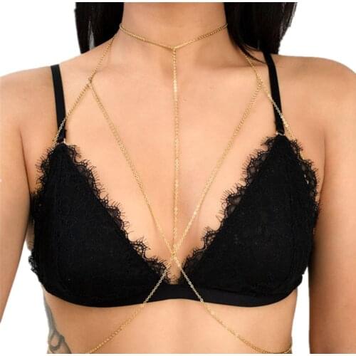 2021 New Fashion Sexy Body Chain Harness Crossover Bikini Beach Slave Shiny Chain Summer Beach Wear Body Jewelry Gift