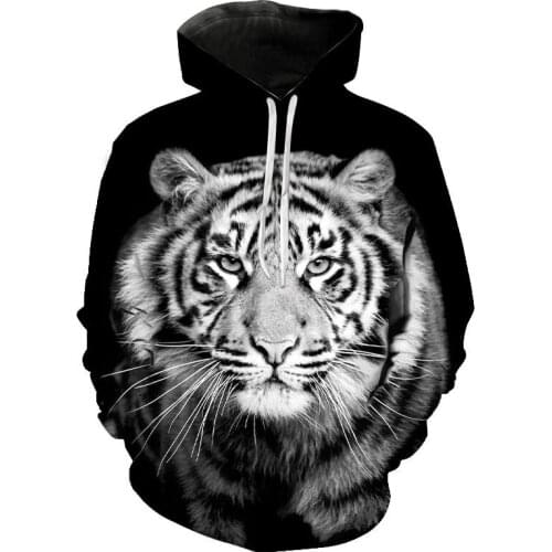 New 3D printed hoodie animal hoodie cool tiger hoodie unisex black hoodie