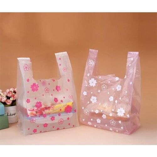 Disposable Takeaway Packaging Bag Supermarket Shopping Vest Bag Convenient Plastic Bag Fast Food Sushi Packaging Bag 100pcs/lot