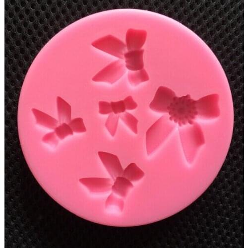 Wholesale Fondant cake decoration moulds Silicone mold mini DIY 5 size bow shape clay mold chocolate mold