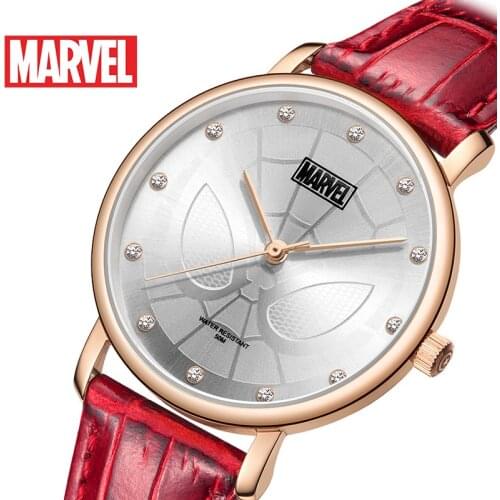 Disney Original Marvel Avengers Spider man Luxury Women Fashion quartz wrist watches Rhinstone Thin Case 50M Dress Elegant 9126