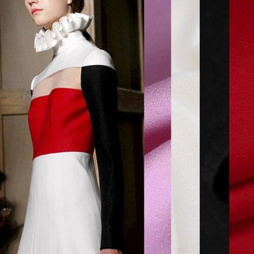145CM Wide 390G/M Weight Solid Color White Black Purple Red Wool Crepe Fabric for Autumn Spring Suit Dress Jacket Pants E818