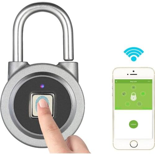 Fingerprint Smart Keyless Lock Waterproof APP Button Password Unlock Anti-Theft Padlock Door Lock for Android iOS System