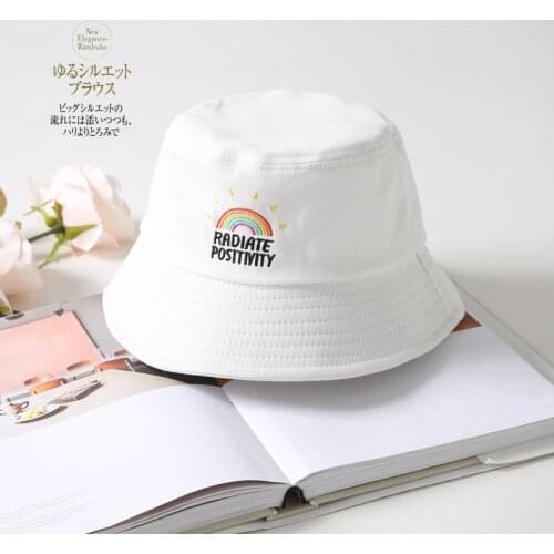 Printed Rainbow Bucket Hat Women Fisherman Caps Panama Cotton Layer Fabric Sun Hats Casual Men Fashion Caps Panama Men Flat Hats