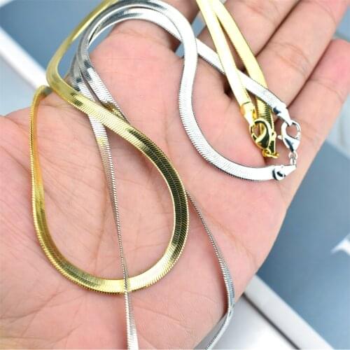 Flat Chain Flat Stainless Steel Waterproof Gold Necklace Waterproof Membrane Snake Chain Mens and Womens Gift Jewelry