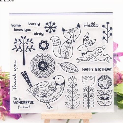 PANFELOU The fox bird Transparent Silicone Rubber Clear Stamps cartoon for Scrapbooking/DIY Easter wedding album