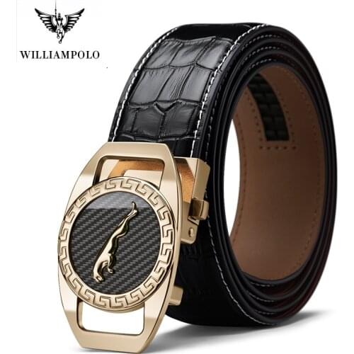 WILLIAMPOLO New 2020 Genuine Leather Belt Men Luxury Brand Designer Top Quality business casual cowhide Automatic Buckle