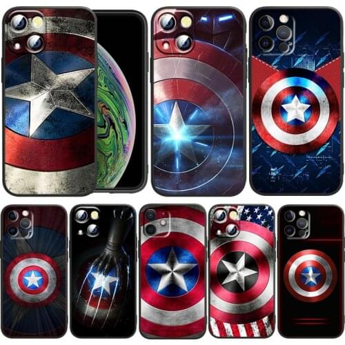 Shield captain america marvel for Apple iPhone 12 Pro Max Mini 11 Pro XS Max X XR 6S 6 7 8 Plus 5S SE2020 Soft Black Phone Case
