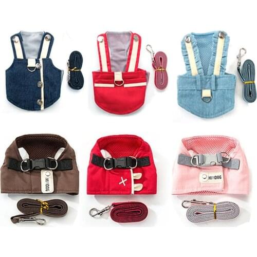 Dog harness and leash set Woven fabric cat and puppy vest harness leads to small and medium-sized dogs traction in pet clothes