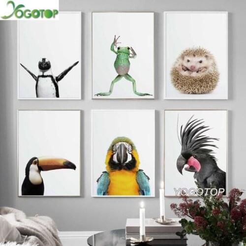 Cute Parrot Frog Hedgehog Penguin Bird Nordic Wall Art Diy Diamond Painting 5D Full Drill Mosaic Diamond Art Embroidery YY2211
