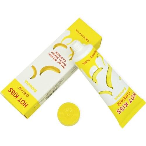 HOT KISS Banana Lubricant Edible Body Grease Oral Vaginal Anal Fruit Lubricant Penis Massage Oil Pain Relieving Love Gel