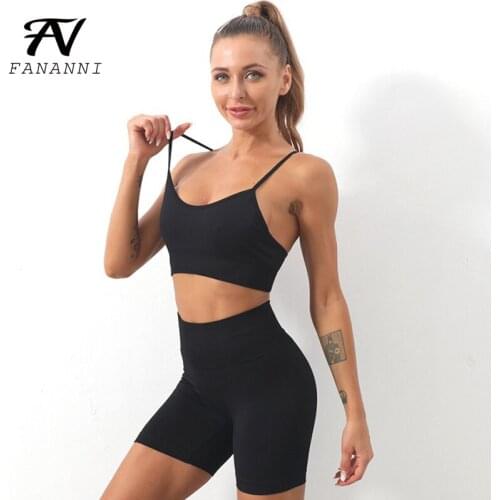 FANANNI Sports Yoga Suit Women 2021 New Quick-Drying Yoga Vest Shorts Two-Piece Sports Running Seamless Fitness Bra Set