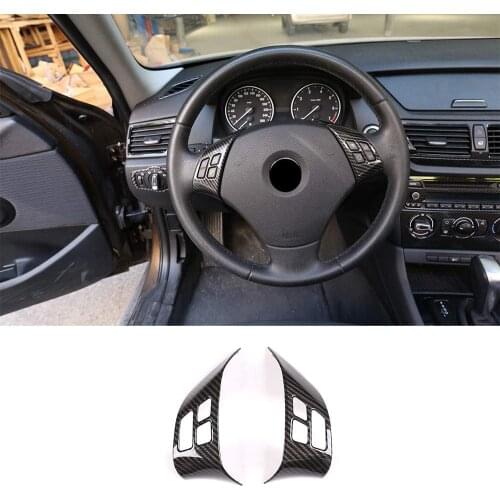 Carbon Fiber Style Car Steering Wheel Button Frame Sticker For BMW X1 E84 2010-2013 For BMW E90 E92 3 Series 2005-2012