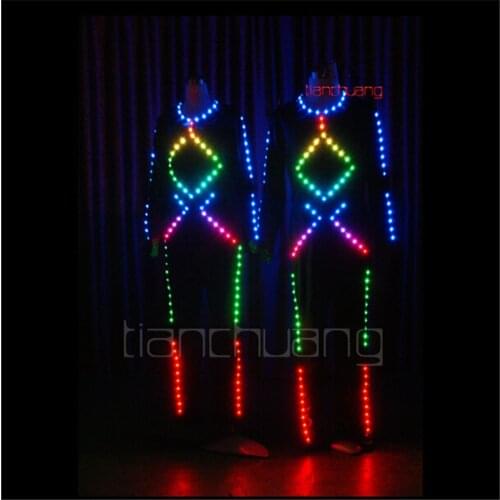 TC-74 LED colorful light robot costumes RGB party wear ballroom led dance costume bar stage Programmable Full color singer cloth