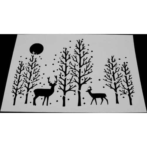 1pc Stencils Bullet Journal Forest Deer Painting Template DIY Embossing Stencils Accessories For Scrapbooking Stencil Reusable