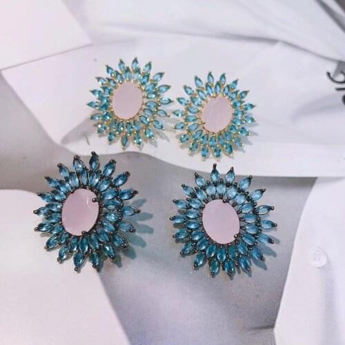 HIBRIDE Fashion Stud Earrings for Women Round Shape Multicolor Earrings Bridal Weeding Accessories boucles d oreille femme E-567