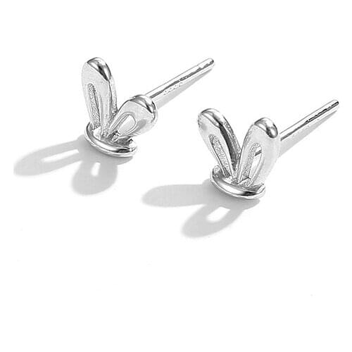 ZEMIOR Sterling Silver 925 Jewelry For Women Cute Rabbit Ears Tiny Stud Earrings For Girl Valentines Day Gift New Arrival
