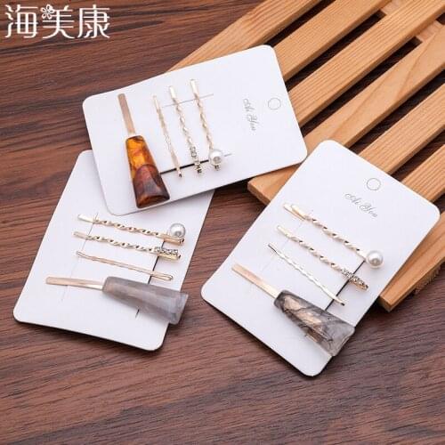 Haimeikang 1 Set Metal Gold Pearl Irregular Acetate Hair Clip for Women Girl Wedding Party Hair Accessories Jewelry
