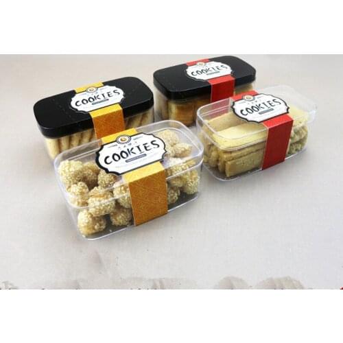 10pcs Net red baking biscuits chocolate candy gift plastic boxes transparent square cookies dessert cake box with paper sleeve