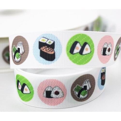 16/22/25/38/57/75mm green strip cartoon Sushi (food) grosgrain ribbon 10/25/50 yards DIY gift wrap sewing wedding decor ribbon