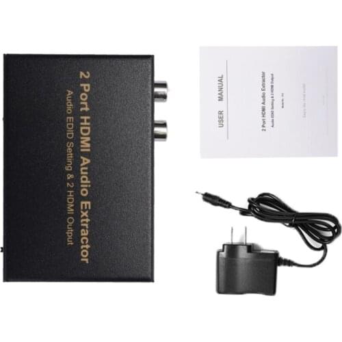 2 ports 1080P HDMI Audio Extractor Audio Support 3D EDID Setting & 2 HDMI Output for DVD PS3 X360box
