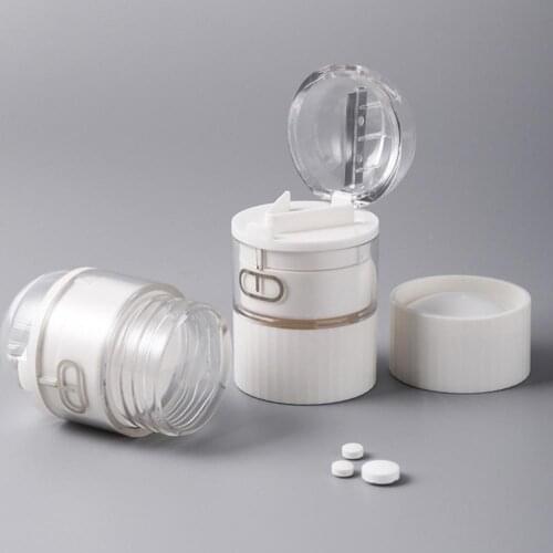 4 in 1 Portable 4 Layer Powder Tablet Grinder Pill Crusher Transparent Multifunctional Medicine Cutter Splitter for Travel