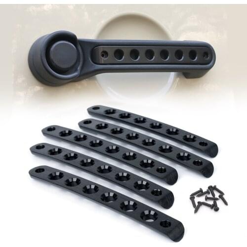 5 Pcs Aluminum Door Grab Handle Inserts Side Door Cover Trim Fit With 2007-2018 Jeep Wrangler JK & Unlimited 4 Door Black