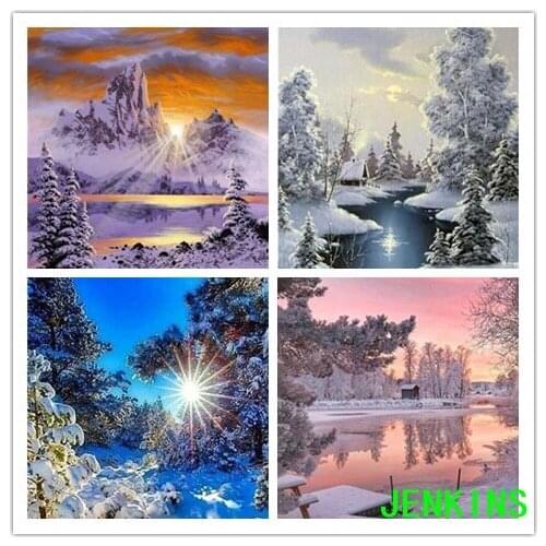 5d Diamond Painting Kits Winter Landscape Mosaic Sunset DIY Diamond Embroidery Nature Wall Art Home Decor Jenkins landscape