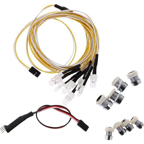 8Pieces LED Lamp with Remote Control Circuit Panel for 1/10 1/8 Traxxas HSP CC01 Axial SCX10 Car