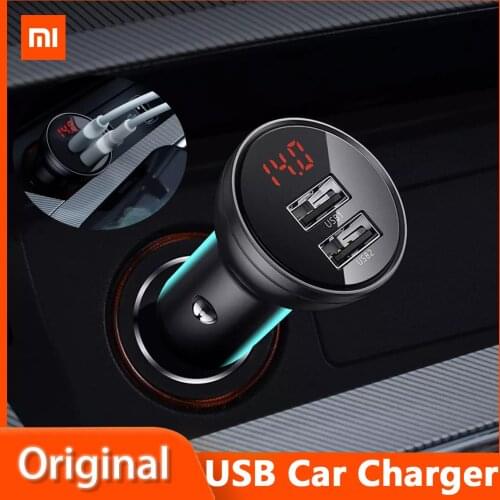 Xiaomi Baseus 4.8A Metal Dual USB Car Charger Fast Mobile Phone Charger Adapter with LED Display Car Phone Charger