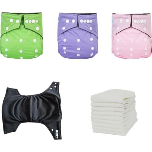 Babyland Bamboo Cotton Diapers/Nappy 3pcs +White Bamboo Cotton Inserts/Absorbent Soft Cotton Bamboo Charcoal Diapers