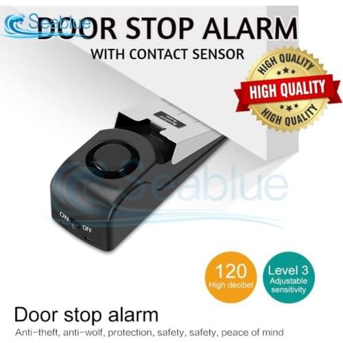 120dB Mini Wireless Vibration Alarm Door Stop Alarm for home Wedge Shaped Stopper Alert Security System Block Blocking System