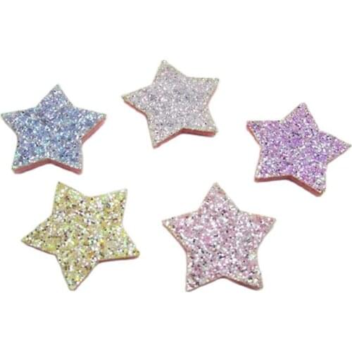 50Pcs 3CM Shiny Padded Patches Star Applique for DIY Clothes Hat Ornament Headwear Hair Clips Accessories