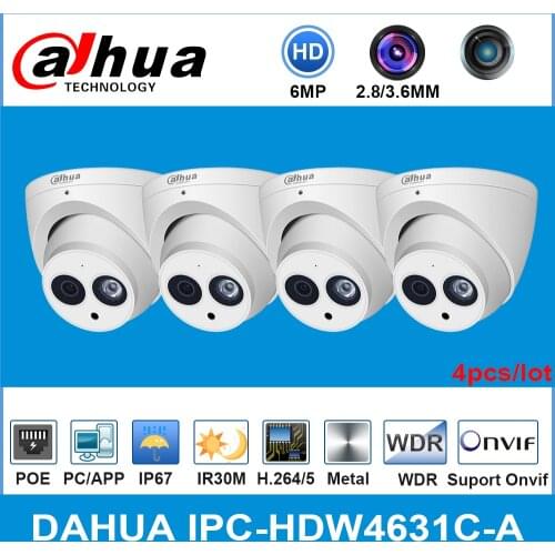 Dahua Wholesale IPC-HDW4631C-A 6MP HD POE Network Mini Dome IP Camera Metal Built-in MIC CCTV 30M IR Onvif from IPC-HDW4433C-A