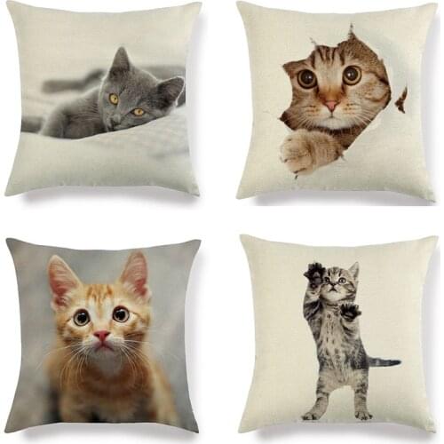 Baby Bedroom Cute Cat Sofa Decorative Cotton Linen Cushion Cover Pillow Pillowcase 45*45 Throw Pillow Home Decor Pillow Cover