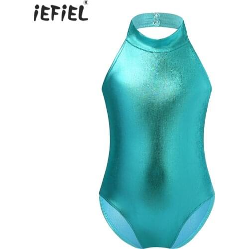 Kids Girls Ballet Leotard Ballerina Party Costume Sleeveless Halter Neck Open Back Girl Ballet Dance Gymnastics Leotard Jumpsuit