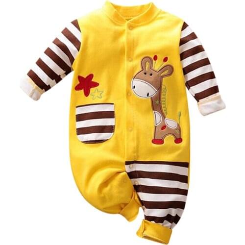 Bobora Infant Baby Romper Baby Girls Boys Long Sleeve Star Cartoon Print Animal Rompers Jumpsuit Kids Outfits