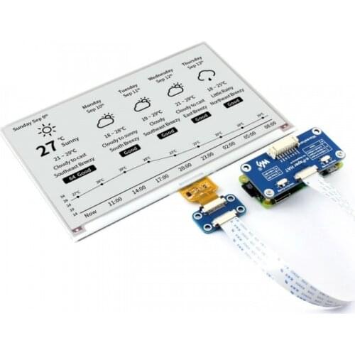 7.5inch E-Ink display HAT 800x 480 E-paper Module Black White Two-color SPI No Backlight for Raspberry Pi 2B/3B/3B+/Zero/Zero W
