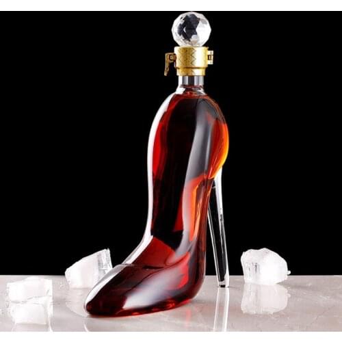 350ML High Heels Shape Decanter Luxurious Crystal Red Wine Brandy Champagne Glasses Decanter Bottle Bar Nightclub Drinking