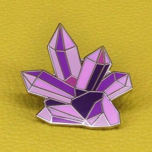 Crystal quartz cluster Gemstone Pin Badge