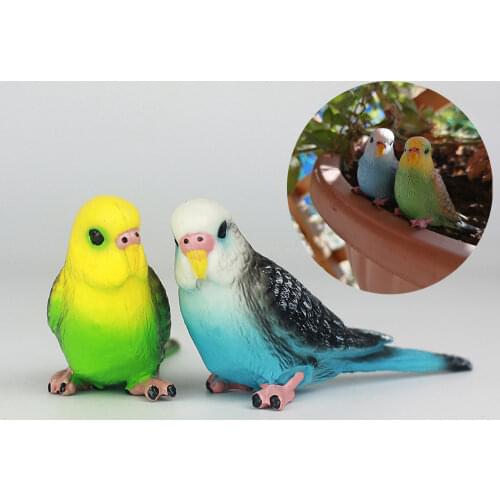 Creative Simulation Parrot Parakeet Miniature Landscape Ornament Animal Model Lawn Figurine Artificial Bird Photography Props