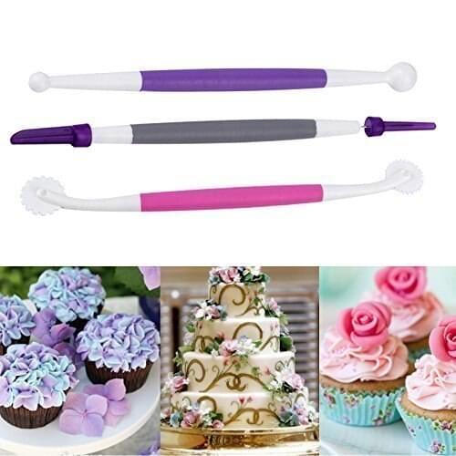 3pcs Fondant Cake Decorating Modelling Tools Fondant Needle Cake Pastry Carving Cutter Flower Clay Baking Craft Gift